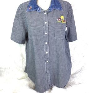 VTG Looney Tunes Embroidered Tweety button up
